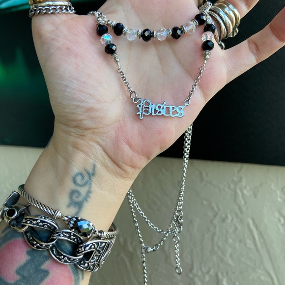 ♓️ Pisces zodiac necklaces .Set of 2 necklaces . zodiac sign & rhinestones - Picture 3 of 13